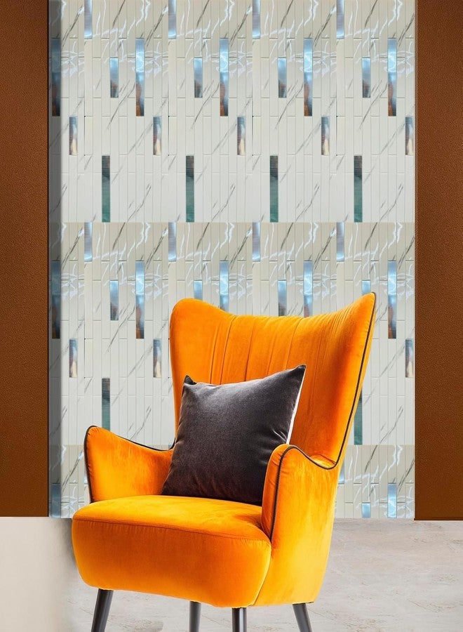 STL Self Adhesive Waterproof 3D Wall Panels - PE Foam Brick Wall Tiles & Wallpaper Stickers for Home, Office, Living Room, Kitchen, and Bathroom Décor (White Ocean Silver Panel, Pack of 20) - Image 4